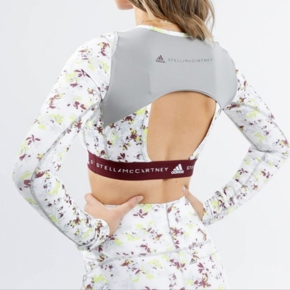 ADIDAS BY STELLA MCCARTNEY FUTURE PLAYGROUND LONG SLEEVE CROP TOP FLORAL SIZE M - Picture 5 of 16